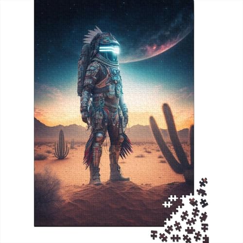 Astronauten-Puzzle, 500 Teile, rechteckiges Holzpuzzle zum Stressabbau, schwierige Herausforderung, 500 Teile (52 x 38 cm) von aaaaab