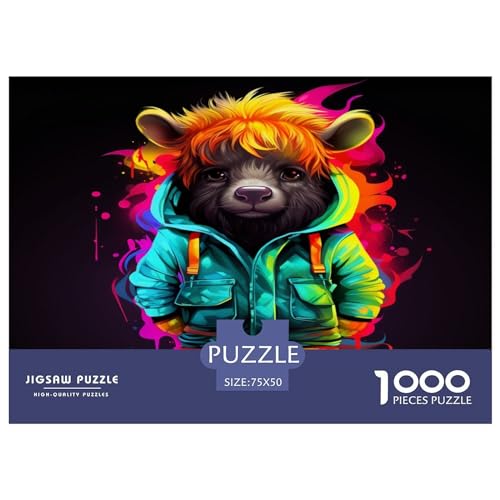 Baby_cow Puzzles 1000 Teile, Holzpuzzles für Teenager-Geschenke, Denksport-Puzzle 1000 Stück (75 x 50 cm) von aaaaab