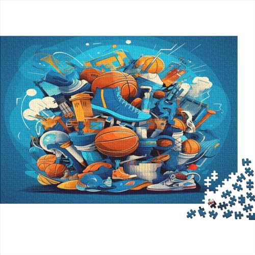 Basketball-Kunst-Puzzles, 500 Teile, Holzpuzzles, Puzzles für Teenager, Geschenke, Heimdekoration, Puzzle-Spielzeug, 500 Stück (52 x 38 cm) von aaaaab