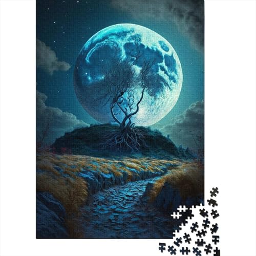 Baum auf dem Mond, 300-teiliges Puzzle für Erwachsene, kreatives rechteckiges Puzzle, Gehirntraining, Herausforderungsspiel, Geschenk, 300 Teile (40 x 28 cm) von aaaaab