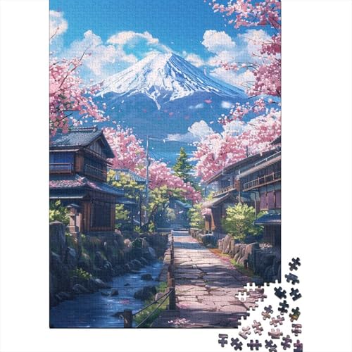 Berg Fuji und Kirschblüte, Holzpuzzle für Kinder 1000 Teile, Puzzle für Erwachsene, Familienspiele, Puzzle, Wanddekoration, 1000 Teile (75 x 50 cm) von aaaaab