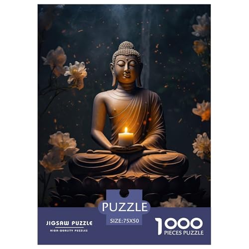 Buddha Art Holzpuzzle 1000 Teile Puzzle für Erwachsene Lernspiel Herausforderung Spielzeug Heiligabend Geschenke 1000 Stück (75x50cm) von aaaaab