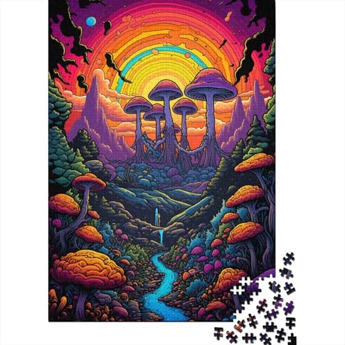 Bunte Pilze14 1000 Puzzle Holzpuzzle für Jugendliche und Erwachsene Kreatives Puzzle Lernspiel Puzzles für Familie und Freunde (75x50cm) von aaaaab