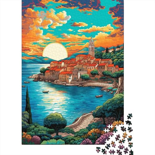 Bunte psychedelische Landschaft, 300 Holzpuzzles für Jugendliche und Erwachsene, kreatives Puzzle, Lernspiel, Puzzles für Familie und Freunde (40 x 28 cm) von aaaaab