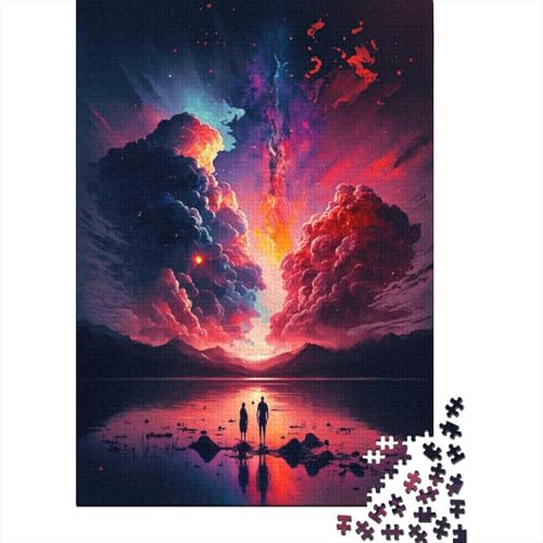 Bunter Psychedelischer Himmel, 1000-teiliges Puzzle für Teenager, Geschenke, Holzpuzzle, Puzzle für Kinder zu Hause, Lernspiele, DIY-Spielzeug, 1000 Teile (75 x 50 cm) von aaaaab