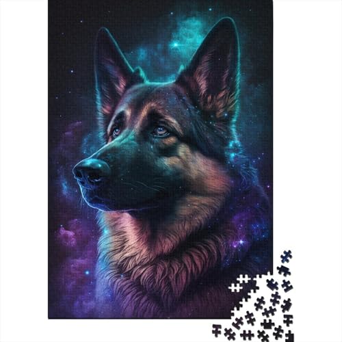 Buntes Galaxy-Puzzle mit deutschem Schäferhund, 500 Teile, Puzzle für Erwachsene, Denkspiel, Puzzle-Spielzeug für Erwachsene, 500 Teile (52 x 38 cm) von aaaaab