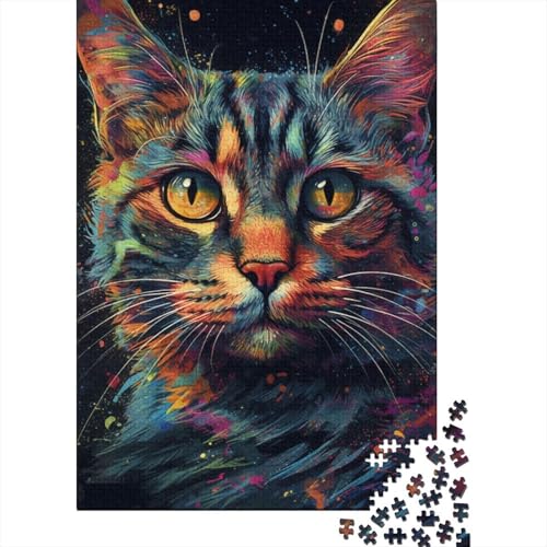 Buntes Weltraum-Katzen-Puzzle 1000 Teile, Puzzle für Erwachsene, Denkspiel, Puzzle-Spielzeug für Erwachsene, 1000 Teile (75 x 50 cm) von aaaaab