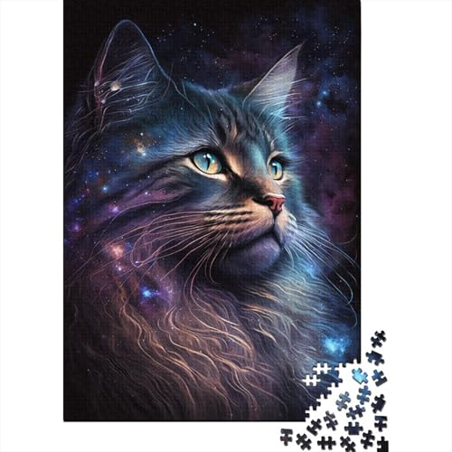 Cosmic Maine Coon Cat Puzzle 1000 Teile Puzzle für Erwachsene, Denkspiel, Puzzlespielzeug für Erwachsene, 1000 Teile (75 x 50 cm) von aaaaab