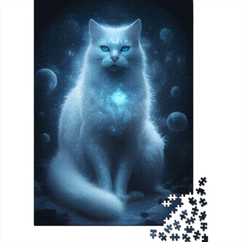 Cosmic White Fox Child 500-teiliges Puzzle für Erwachsene, kreatives rechteckiges Puzzle, Gehirntraining, Herausforderungsspiel, Geschenk, 500 Stück (52 x 38 cm) von aaaaab