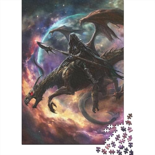 Death Rides Dragon Puzzle, rechteckiges Papp-Puzzle aus 100 Prozent recycelter Pappe, für Erwachsene und Kinder, Ostergeschenke, 38 x 26 cm, 1000 Teile von aaaaab