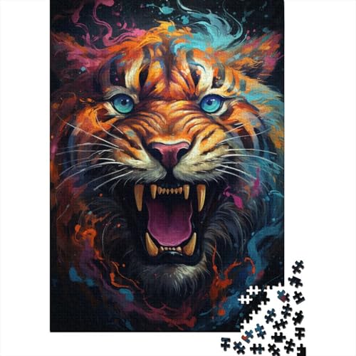 Die Psychedelia der mutierten Tiger, Holzpuzzlespiel mit 300 Puzzleteilen, kreatives Puzzle für Teenager und Erwachsene, kreatives Dekompressionsspielzeug, Puzzle (40 x 28 cm) von aaaaab