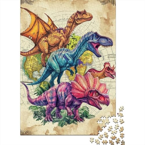 Dinosaurier-Welt-Puzzle, herausforderndes und kniffliges Puzzle aus hochwertigem Karton für Erwachsene und Teenager, Ostergeschenk, 38 x 26 cm, 1000 Teile von aaaaab