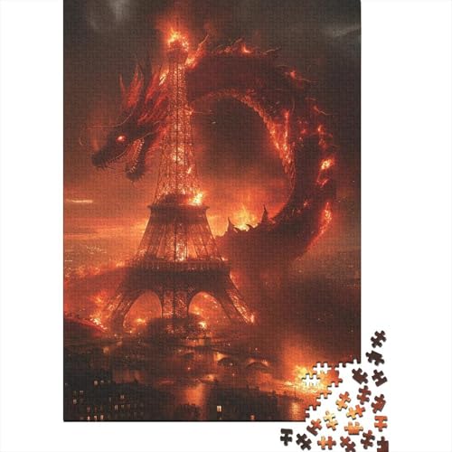 Drachen-Holzpuzzle, 1000 Teile, Puzzle für Erwachsene ab 18 Jahren, Stressabbau-Puzzle, Gelegenheitsspiele, 1000 Teile (75 x 50 cm) von aaaaab