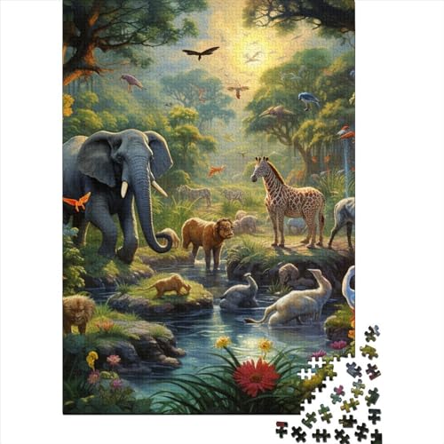 Dschungeltiere-Puzzle, Dekompressionsspielzeug, rechteckiges Papierpuzzle für Kinder und Erwachsene ab 12 Jahren, Ostergeschenke, 38 x 26 cm, 1000 Teile von aaaaab