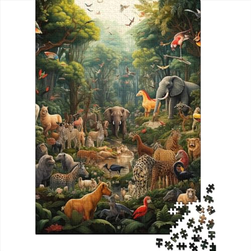 Dschungeltiere-Puzzle, präzises ineinander greifendes rechteckiges Papierpuzzle für Jungen oder Mädchen, 70 x 50 cm/1000 Teile von aaaaab