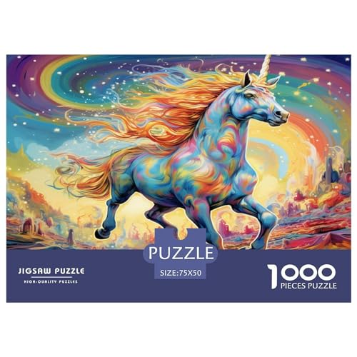 Einhorn-Puzzles für Erwachsene und Jugendliche, Puzzles aus Holz, Spielspielzeug für Erwachsene, 1000 Teile (75 x 50 cm) von aaaaab