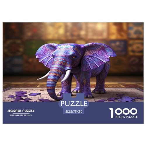 Elefanten-Puzzle 1000 Teile, Holzpuzzles, Holzpuzzles für Erwachsene, Puzzles, nachhaltiges Puzzle für Erwachsene | Spiele 1000 Teile (75 x 50 cm) von aaaaab