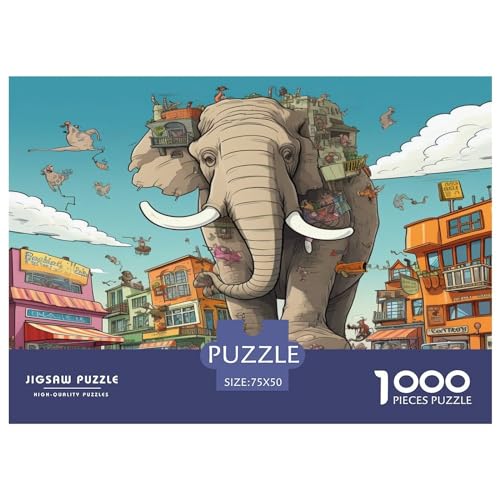 Elefantenpuzzle für Erwachsene, 1000 Teile, Puzzles für Teenager, Geschenke, Puzzles für Erwachsene, 1000 Teile (75 x 50 cm) von aaaaab