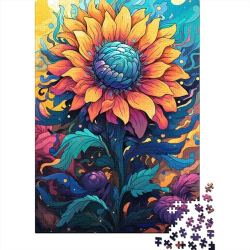 Fantasie-Sonnenblumen, 300-teiliges Puzzle für Kinder, Familie und Freunde, Puzzle-Spielzeug, Puzzles zum Stressabbau, (40 x 28 cm) von aaaaab