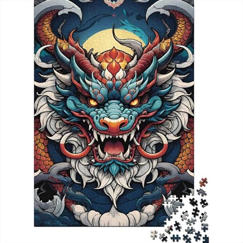 Fantasy Flying Dragon 1000-teiliges Puzzle für Erwachsene, Holzbrett-Puzzle, Spielzeug, Lernspiel, 1000 Teile (75 x 50 cm) von aaaaab