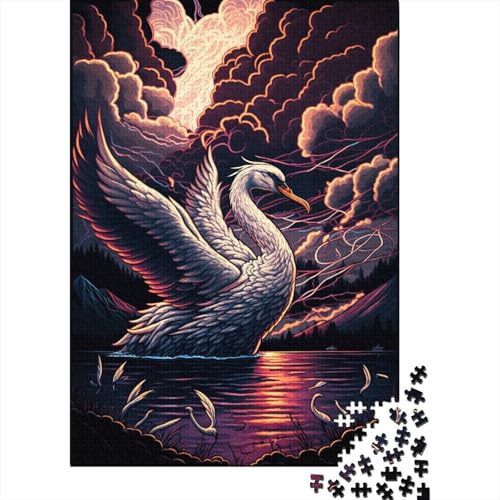 Fantasy Swan 300-teiliges Puzzle für Erwachsene, Holzbrett-Puzzle, Spielzeug, Lernspiel, 300 Teile (40 x 28 cm) von aaaaab