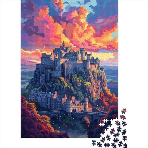 Farbiges Castell Caernarfon-Puzzle für Kinder, 1000 Teile, Puzzle für Teenager, Lernspiel, Herausforderung, Spielzeug, 1000 Teile (75 x 50 cm) von aaaaab