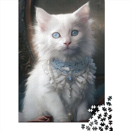 Flauschiges weißes Kätzchen 0 Puzzle, 500 Teile, für Erwachsene, Puzzle für Erwachsene und Jugendliche ab 12 Jahren, 500 Teile (52 x 38 cm) von aaaaab