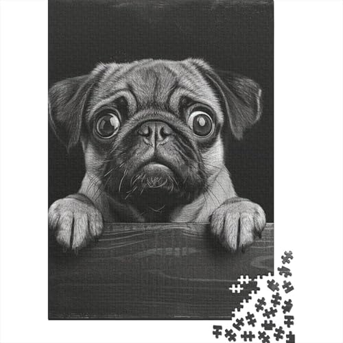 Französische Bulldogge Puzzle 300 Teile für Erwachsene, Holzpuzzle für Erwachsene und Teenager, Erwachsene, 300 Teile (40 x 28 cm) von aaaaab