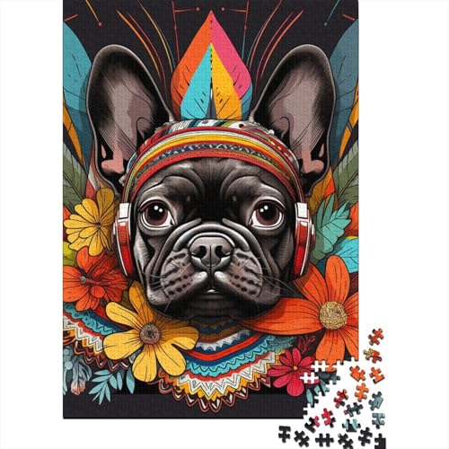 Französische Bulldogge Puzzle für Erwachsene und Jugendliche, 500 Teile, Puzzles für Teenager, Geschenke, Spielspielzeug für Erwachsene, 500 Teile (52 x 38 cm) von aaaaab