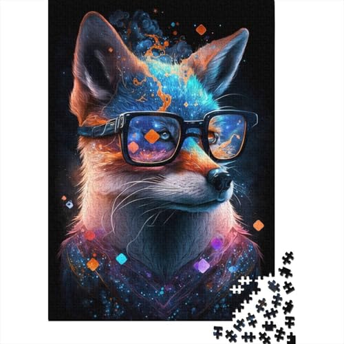 Fuchs mit Brille Puzzle 1000 Teile für Kinder Spielzeug Spiele Puzzle Holzpuzzle für Alter 18 Jahre Upe Lernspiele 1000 Stück (75x50cm) von aaaaab