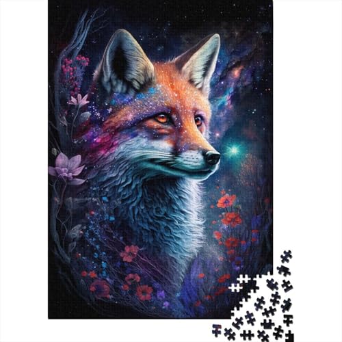 Fuchs und Blumen 500-teiliges Puzzle für Erwachsene, kreatives rechteckiges Puzzle, Geschenk für Kinder, Puzzlespiel, Denksportaufgaben, Spielzeug, 500 Stück (52 x 38 cm) von aaaaab