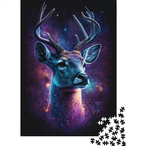 Galaxy Animal Deer Puzzle für Kinder, 1000-teiliges Puzzle aus Holz, anspruchsvolles Spiel, Familienaktivitäten, 1000 Teile (75 x 50 cm) von aaaaab