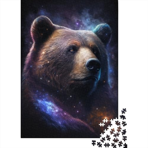 Galaxy Animals Braunbär 1000-teiliges Puzzle für Erwachsene, Holzbrett-Puzzle, Spielzeug, Lernspiel, 1000 Teile (75 x 50 cm) von aaaaab