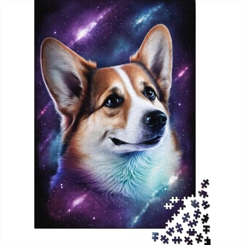 Galaxy Art Corgi Puzzle 500 Teile Puzzle für Erwachsene, Denkspiel, Puzzlespielzeug für Erwachsene, 500 Stück (52 x 38 cm) von aaaaab