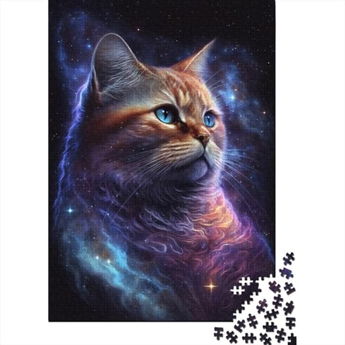 Galaxy Cat Holzpuzzle für Kinder, 1000-teiliges Puzzle, Lernspiele, Puzzle, Weihnachten und Geburtstage, 1000 Stück (75 x 50 cm) von aaaaab