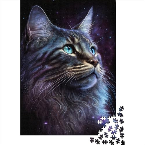 Galaxy Maine Coon Cat Kinderpuzzle 300 Teile für Erwachsene, Puzzle für Erwachsene, 300-teiliges Puzzle, Lernspiele, 300 Stück (40 x 28 cm) von aaaaab