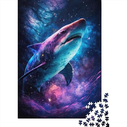 Galaxy Shark Kinderpuzzle 500 Teile, kreatives rechteckiges großes Familienpuzzlespiel, Kunstwerk für Erwachsene, Teenager, 500 Stück (52 x 38 cm) von aaaaab