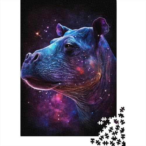 Galaxy Space Hippo 300-teiliges Puzzle für Erwachsene, kreatives rechteckiges Puzzle, Geschenk für Kinder, Puzzlespiel, Denksportaufgaben, Spielzeug, 300 Stück (40 x 28 cm) von aaaaab