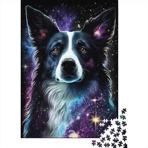 Galaxy Star Border Collie 1000-teiliges Puzzle für Erwachsene, kreatives rechteckiges Puzzle, Geschenk für Kinder, Puzzlespiel, Denksportaufgaben, Spielzeug, (75 x 50 cm) von aaaaab