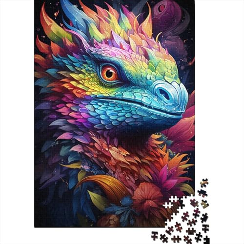 Gemälde eines bunten Drachens, Holzpuzzlespiel mit 300 Puzzleteilen, kreatives Puzzle für Teenager und Erwachsene, kreatives Dekompressionsspielzeug, Puzzle (40 x 28 cm) von aaaaab