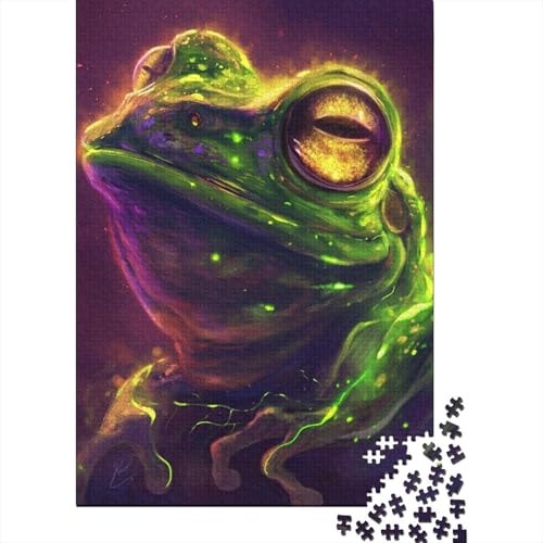 Glow Frog Puzzle Präzises ineinander greifendes rechteckiges Papierpuzzle für Erwachsene und Kinder, einzigartiges Geschenk, 38 x 26 cm/1000 Teile von aaaaab