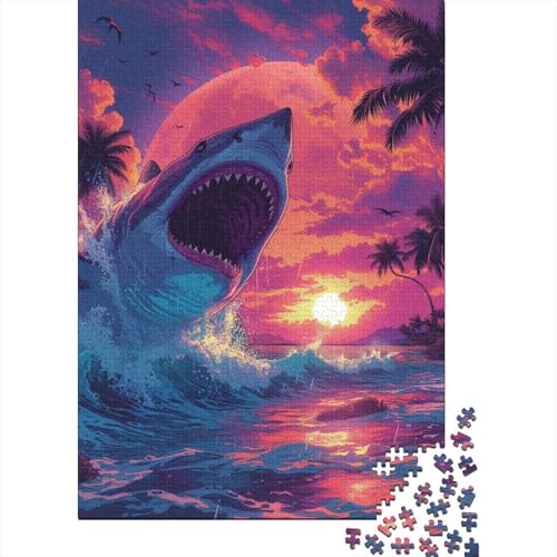 Hai-Puzzle zum Stressabbau, 100% recycelte Pappe, Puzzle für Erwachsene und Kinder, einzigartiges Geschenk, 38 x 26 cm, 1000 Teile von aaaaab