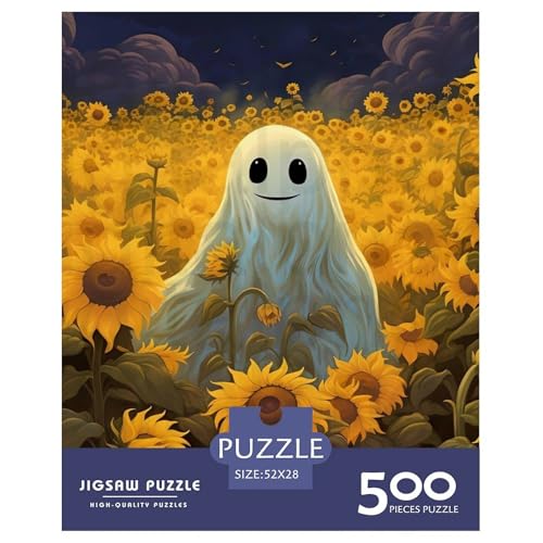 Halloween-Geist-Holzpuzzle, 500-teiliges Puzzle für Erwachsene, Lernspiel, Herausforderungsspielzeug, Heiligabend-Geschenke, 500 Stück (52 x 38 cm) von aaaaab