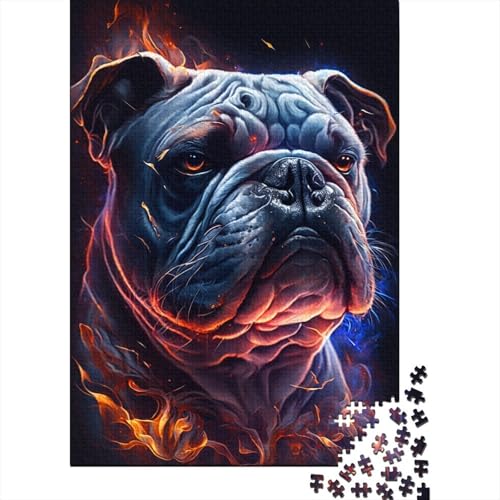 Holzpuzzle 1000 Teile Bulldogge Feuerholzpuzzle Lernpuzzle Spielzeug für Jungen und Mädchen Weihnachts- und Geburtstagsgeschenke 1000 Stück (75x50cm) von aaaaab