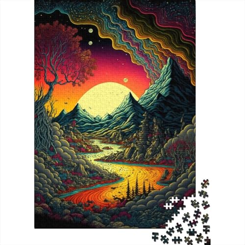 Holzpuzzle für Erwachsene, 1000 Teile, Puzzle, Psychedelisches Puzzle, Teenager-Puzzle, Freizeit-Kreativspiele, Spielzeug, Puzzle 1000 Teile (75 x 50 cm) von aaaaab