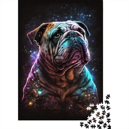 Holzpuzzle für Erwachsene 1000 Teile, Weltraum-Farb-Bulldogge, Puzzle, Freizeit- und Kreativspiele, Spielzeug, Puzzles 1000 Teile (75 x 50 cm) von aaaaab