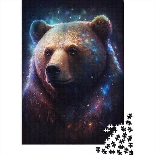 Holzpuzzle für Erwachsene 1000 Teile, Weltraumkunst, Braunbär, Puzzle, Freizeit, kreative Spiele, Spielzeug, Puzzles 1000 Teile (75 x 50 cm) von aaaaab