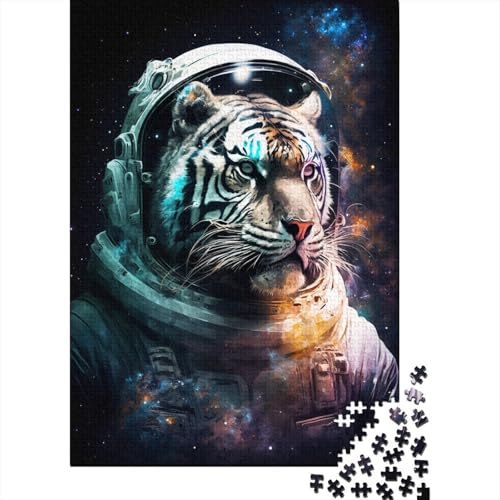 Holzpuzzle für Erwachsene 1000 Teile Astronautenkunst Tiger Puzzle Freizeit Kreative Spiele Spielzeug Puzzles 1000 Teile (75x50cm) von aaaaab