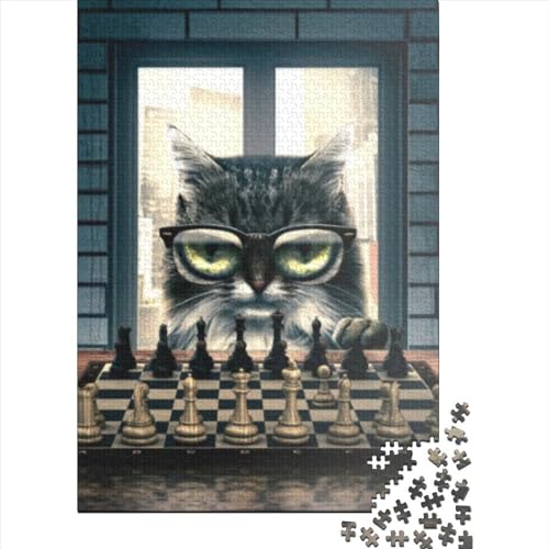 Holzpuzzle mit Katzenmotiv, 500 Teile, für Kinder, Puzzle, Lernspiel, Herausforderungsspielzeug, 500 Teile (52 x 38 cm) von aaaaab