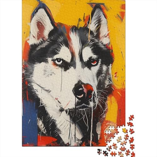 Huskies Puzzle, einzigartige Heimdekoration, Premium-Karton-Puzzle für Erwachsene und Teenager, einzigartiges Geschenk, 38 x 26 cm/1000 Teile von aaaaab